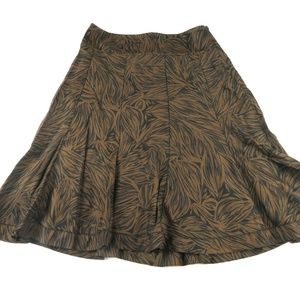 ANN TAYLOR Brown black leaf print skirt